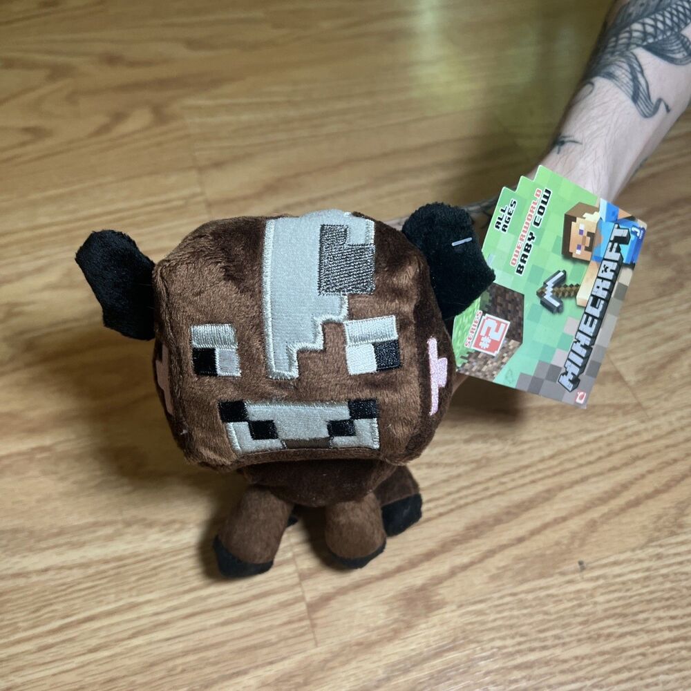 NWT Mojang Minecraft Series 2 Overworld Baby Cow Plush Toy 6.5" Pixelated Gaming